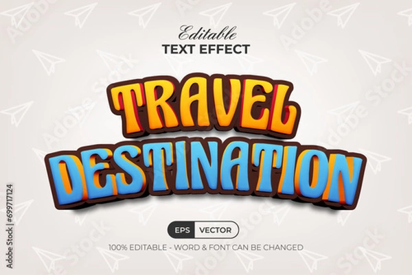 Fototapeta Travel Destination 3D Text Effect Fun Style. Editable Text Effect.