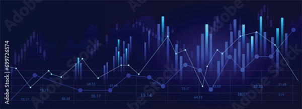 Obraz financial abstract blue line chart