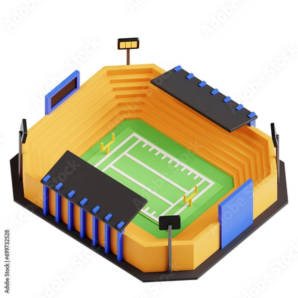 Fototapeta 3D Illustration of Stadium Hosting an American Football Event