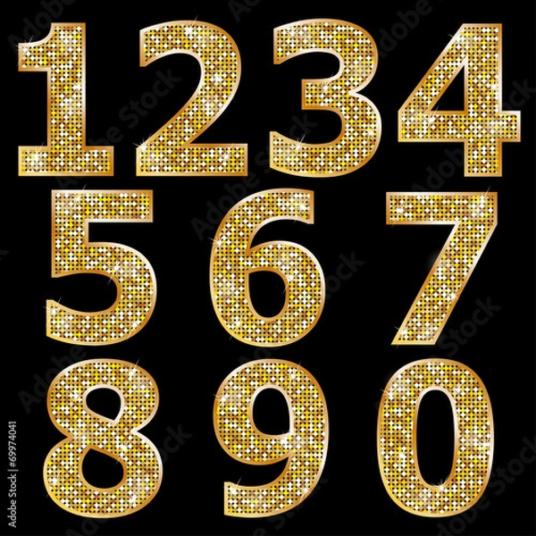Obraz Golden metallic shiny numbers