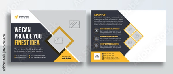Fototapeta Corporate Postcard or Eddm postcard design template, Corporate Business Postcard Template Design, Simple and Clean Modern Minimal Postcard Template, Business Postcard Layout	