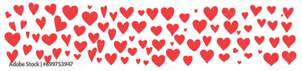 Fototapeta Large set of hand drawn red hearts.  Big collection of red hearts isolated on white background. Hand drawn vector art.
