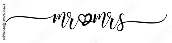 Obraz Mr & Mrs – Calligraphy brush text banner with transparent background.