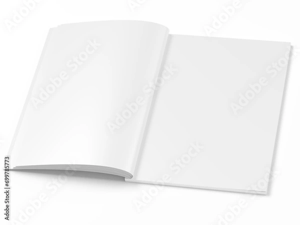 Fototapeta Open magazine with a glued binding. Vertical A4 format.
