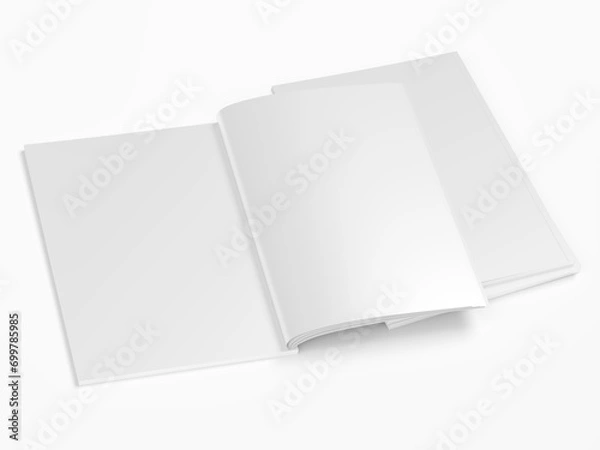 Fototapeta Open magazine with a glued binding. Vertical A4 format.