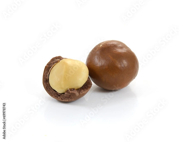 Fototapeta macadamia nuts on white background