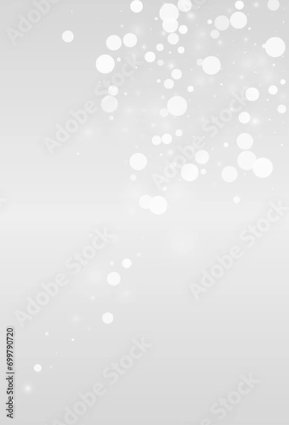 Fototapeta Silver Snowfall Vector Grey Background. Falling