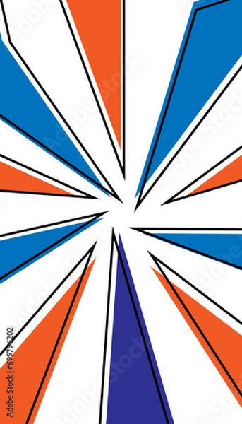 Fototapeta Vertical Comic Book Action Layout Background With powerful comics like page layout background with  dynamic action speed effects radial 