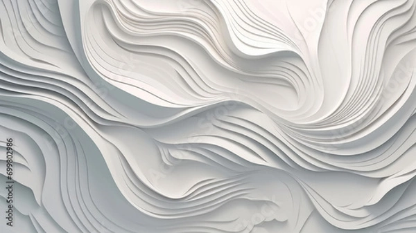 Fototapeta White abstract 3D waves background texture.