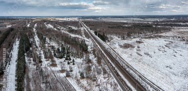 Obraz Droga kolejowa zimą