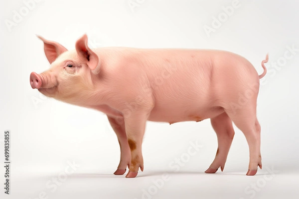 Obraz Pig on a white background Generative AI