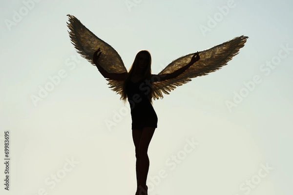 Obraz angel with wings in the sky
