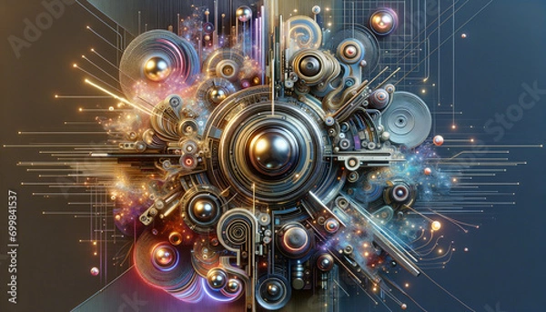 Fototapeta Modern interpretation of late 1990s to early 2000s digital aesthetics with generative AI elements.