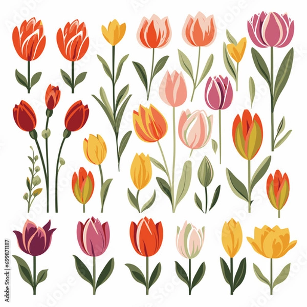 Fototapeta vector collection of tulip flowers