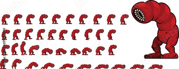 Fototapeta Alien Worm Monster Animated Character Sprite
