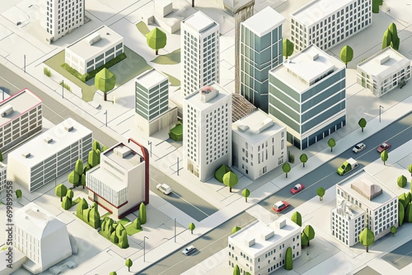 Obraz 俯瞰で見るアイソメトリックの都市風景