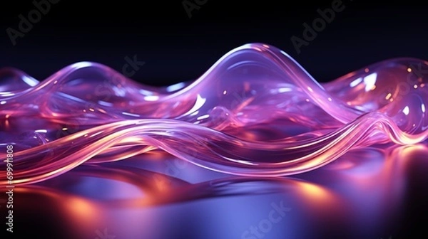 Fototapeta Lavender Dreams: High-Res Tech Waves in Silver Elegance - Elevate Your Screens with 64K Beauty!, Generative AI