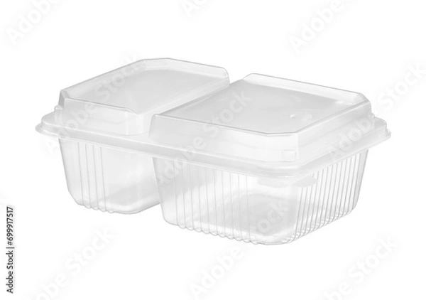 Obraz Plastic lunch box two compartment separated (with clipping path) isolated on white background