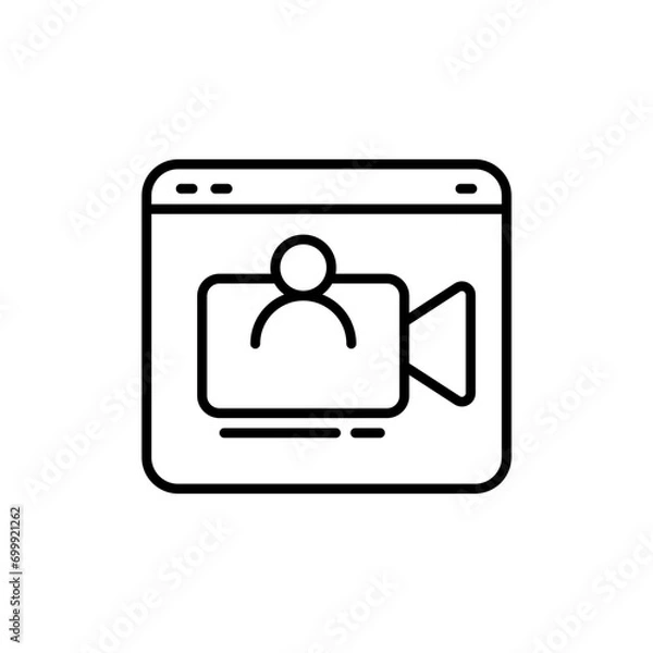 Fototapeta Online meeting outline icons, minimalist vector illustration ,simple transparent graphic element .Isolated on white background