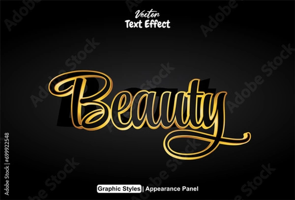 Fototapeta Beauty text effect with gold graphic style and editable.
