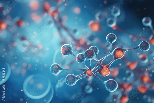 Obraz The interaction between neurotransmitters and hormones in the endocrine system.