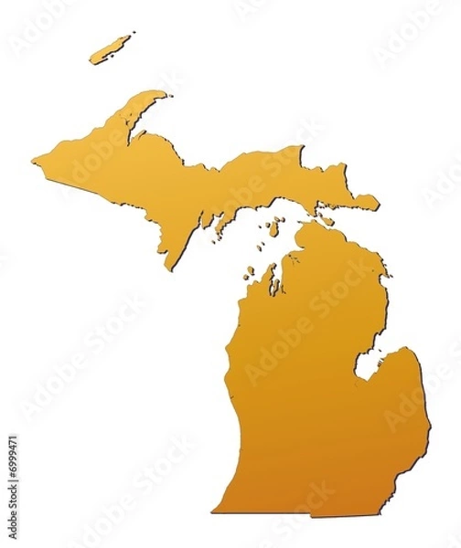 Fototapeta Michigan (USA) map filled with orange gradient
