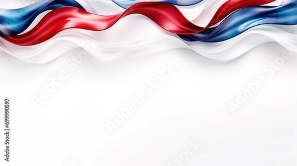 Obraz USA holiday white, red & blue ribbon flag decorations on a white background. - AI Generated Abstract Art