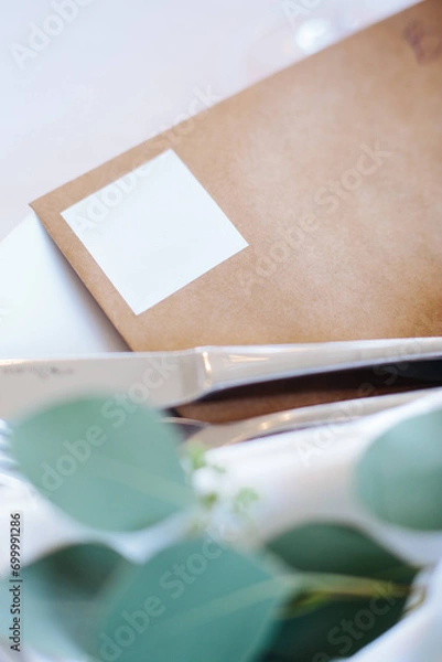 Obraz Wedding envelope with space for a mockup