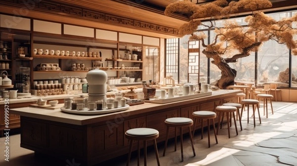 Fototapeta Chinese tea shop. Generative AI.