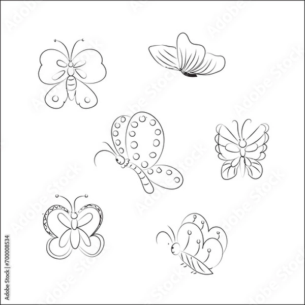 Obraz Hand drawn butterflies