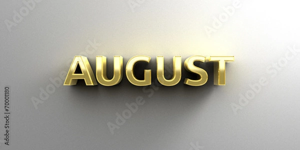 Fototapeta August month gold 3D quality render on the wall background with