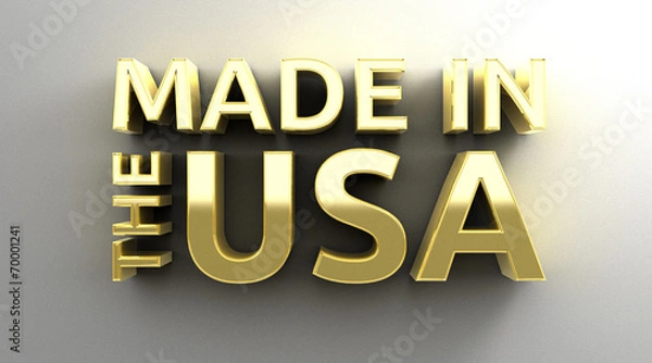 Fototapeta Made in the USA - gold 3D quality render on the wall background