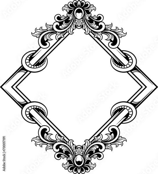 Obraz Vector square frame with black and white engraving