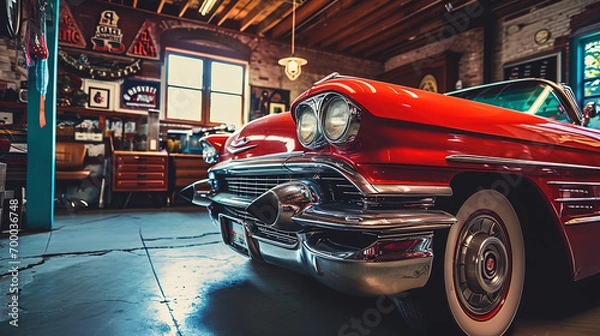 Obraz Classic car in a vintage garage
