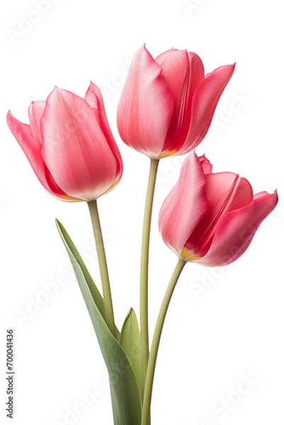 Fototapeta closeup macro view of A collection of red pink tulips flower isolated on a white background PNG