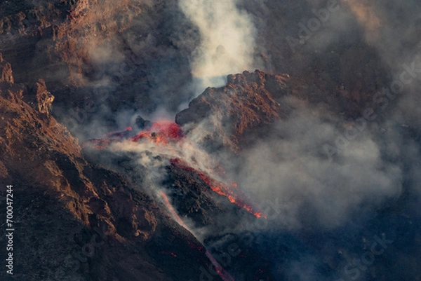 Obraz Eruptive vent with lava emis at the top of the Etna volcano