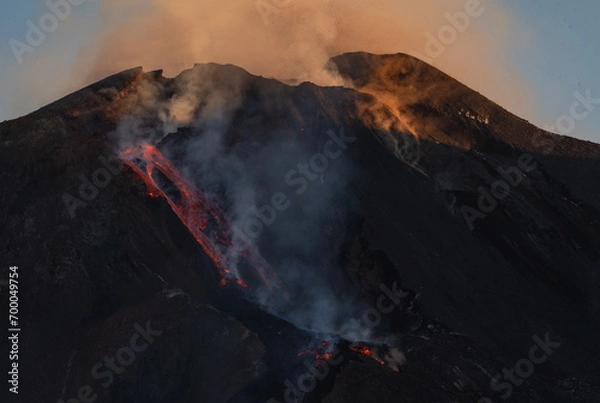 Obraz Eruptive vent with lava emis at the top of the Etna volcano
