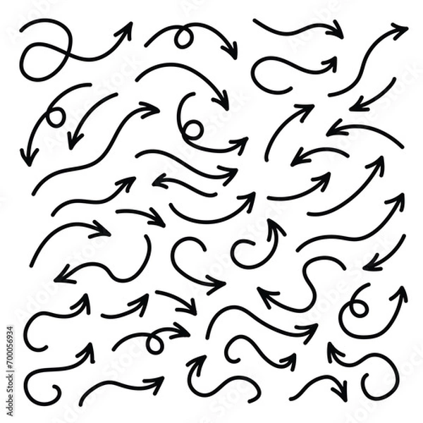 Obraz Hand drawn line arrow set