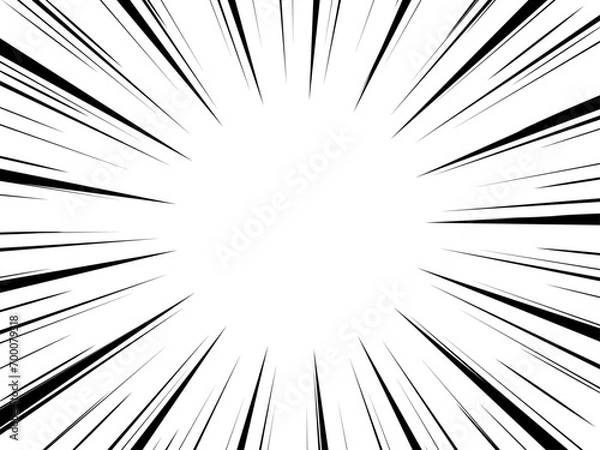 Fototapeta 漫画素材にモノクロでシンプルな集中線