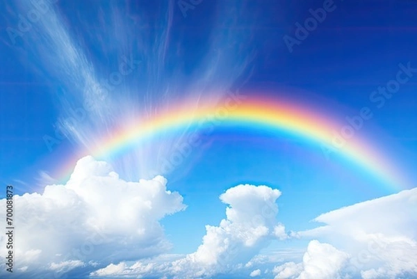 Fototapeta Background with sky and a rainbow.