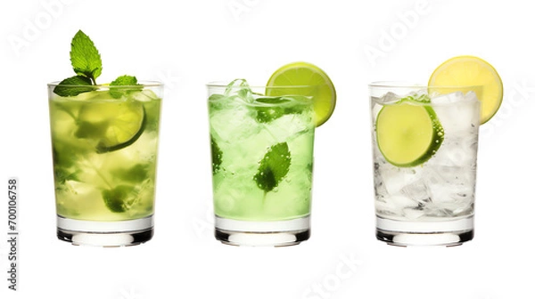 Fototapeta a group of glasses with different drinks