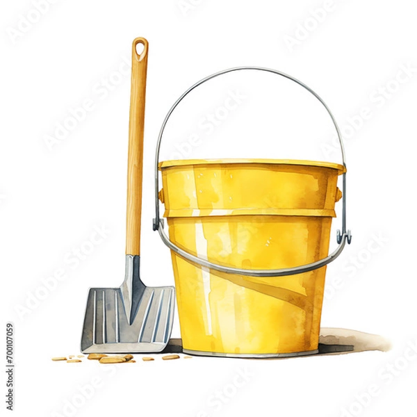 Obraz a bucket and shovel on the ground