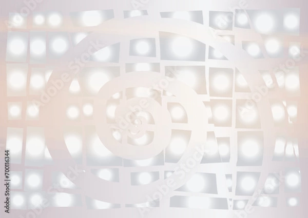 Fototapeta a spiral against the background of glowing spotlights. festive illumination. abstract vector painting. soft grey desktop wallpaper. colorful horizontal decorative cover. a4. interior design, restauran