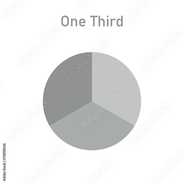Fototapeta Circle divided into three equal segments. One third fraction circle. Scientific resources for teachers and students. Vector illustration isolated on white background.