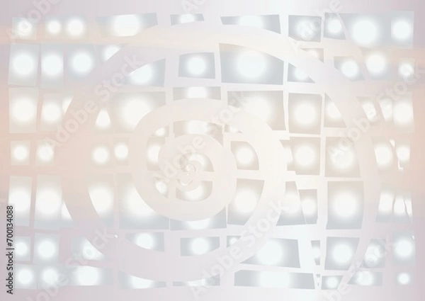 Fototapeta a spiral against the background of glowing spotlights. festive illumination. abstract vector painting. soft grey desktop wallpaper. colorful horizontal decorative cover. a4. interior design.