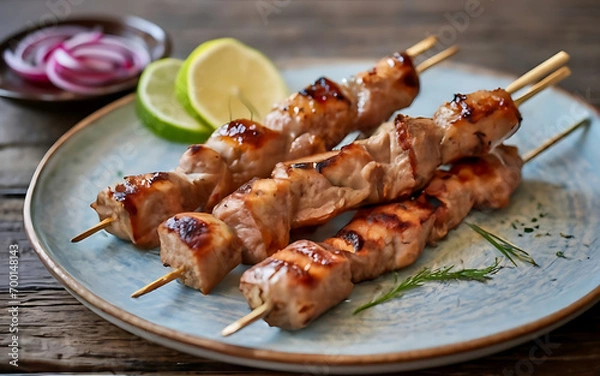 Obraz Capture the essence of Souvlaki in a mouthwatering food photography shot