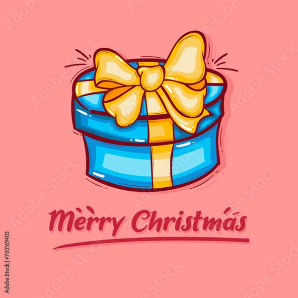 Obraz cute christmas gift on pink background	
