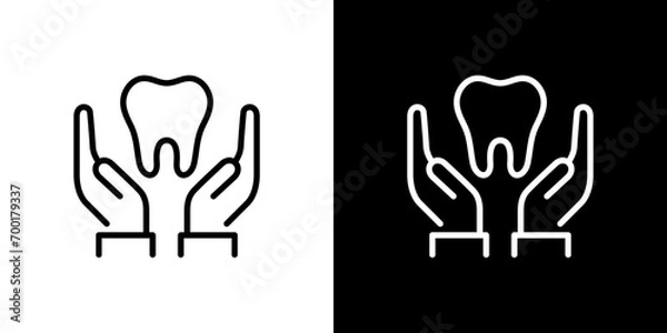 Fototapeta 両手で歯を持つアイコン