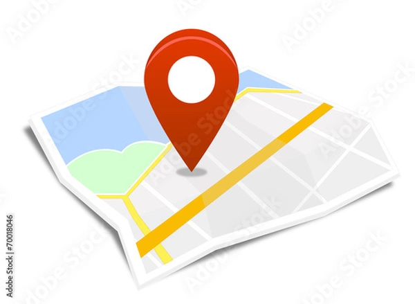 Fototapeta Map with a red pin