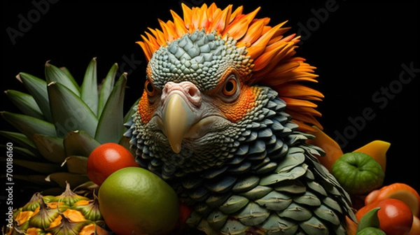Fototapeta Realistic Fruits and animals mixed together